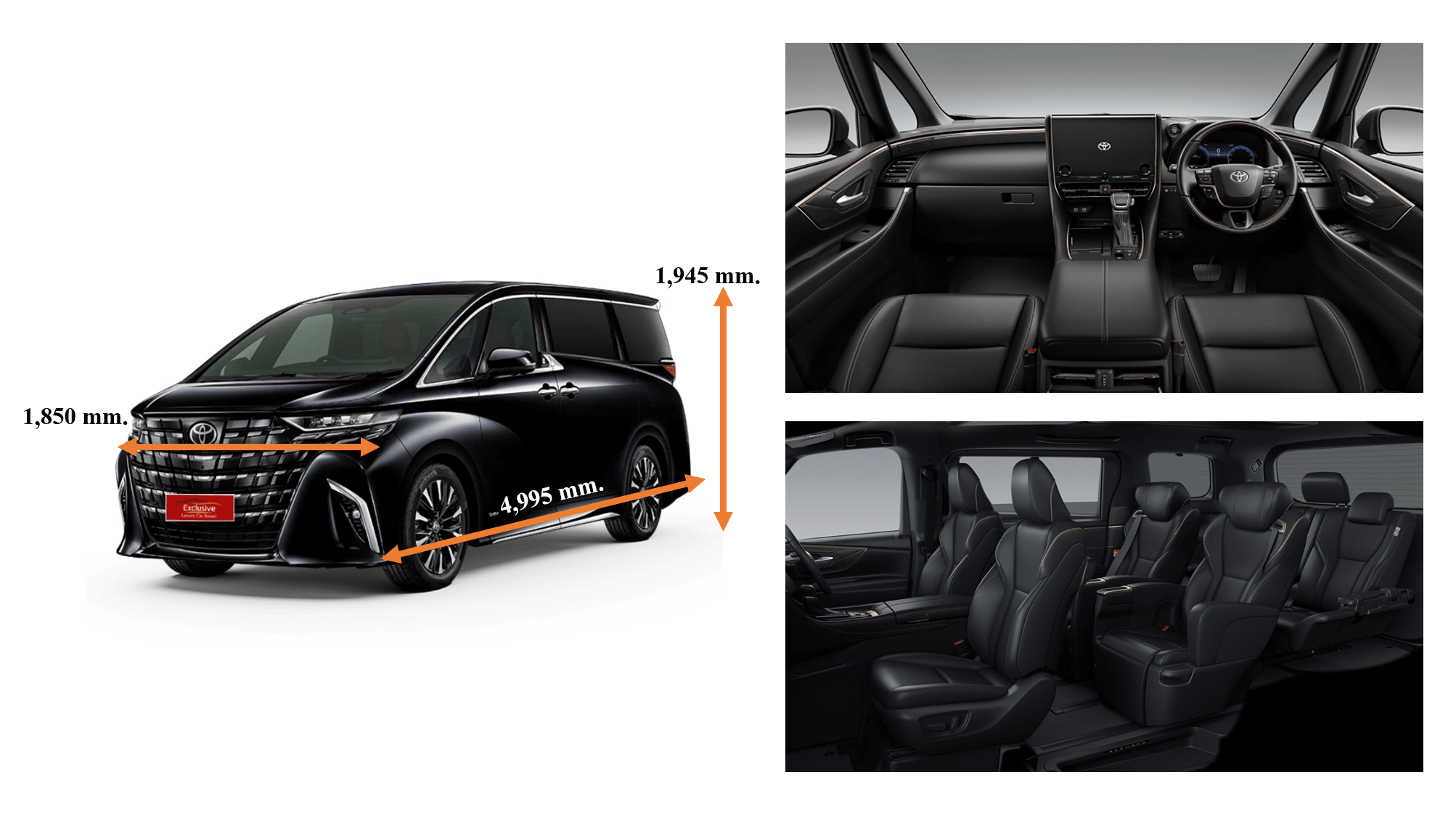 Specifications of Alphard 2024 rental car